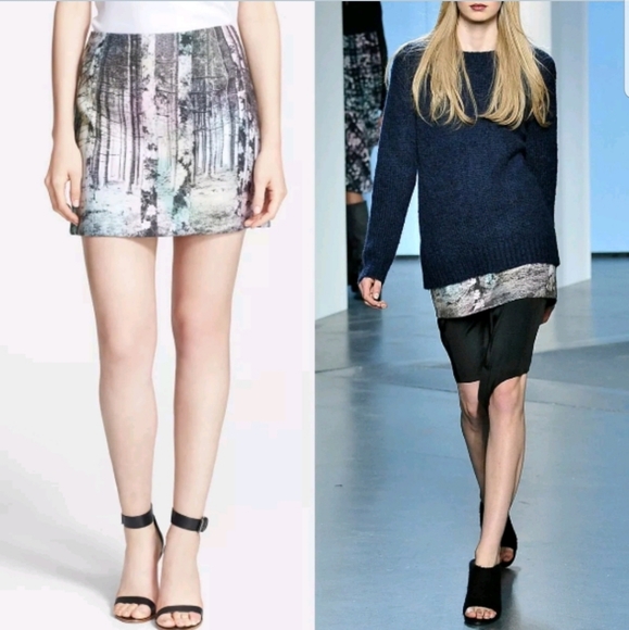 Tibi- Forest Print Multi-Color Fleece Skirt Sz 2 - Picture 1 of 4